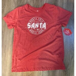 Kids Holiday Time Santa World Tour Shirt L 12–14 NWT
